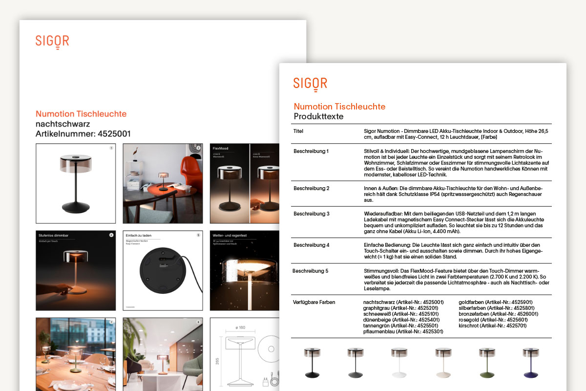 Produktdaten Numotion Bildübersicht